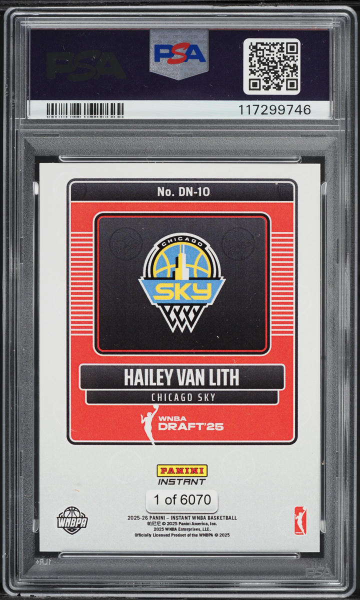 2025 Panini Instant WNBA Draft Night Hailey Van Lith RC #DN10 PSA 10 GEM MINT