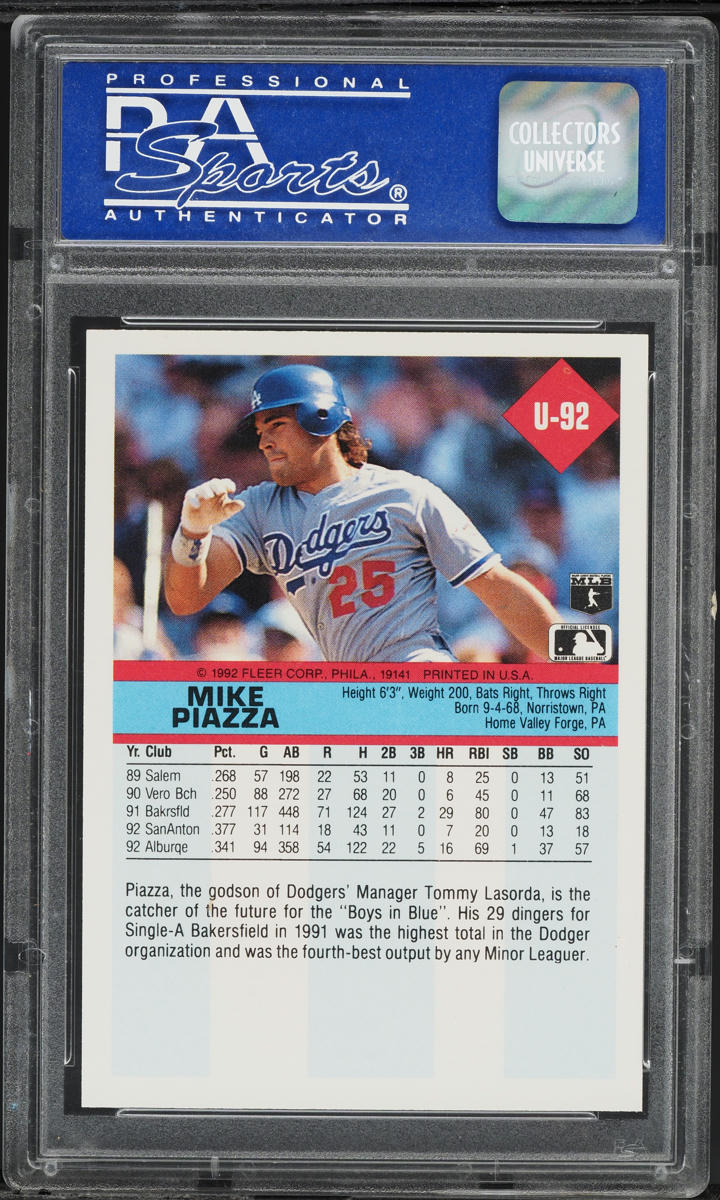 1992 Fleer Update Mike Piazza ROOKIE #U-92 PSA 10 GEM MINT