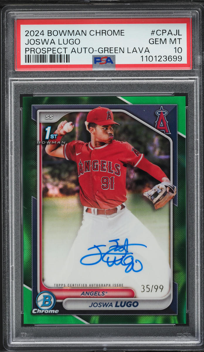 2024 Bowman Chrome Green Lava Joswa Lugo PROSPECT AUTO /99 #CPA-JL PSA 10 GEM