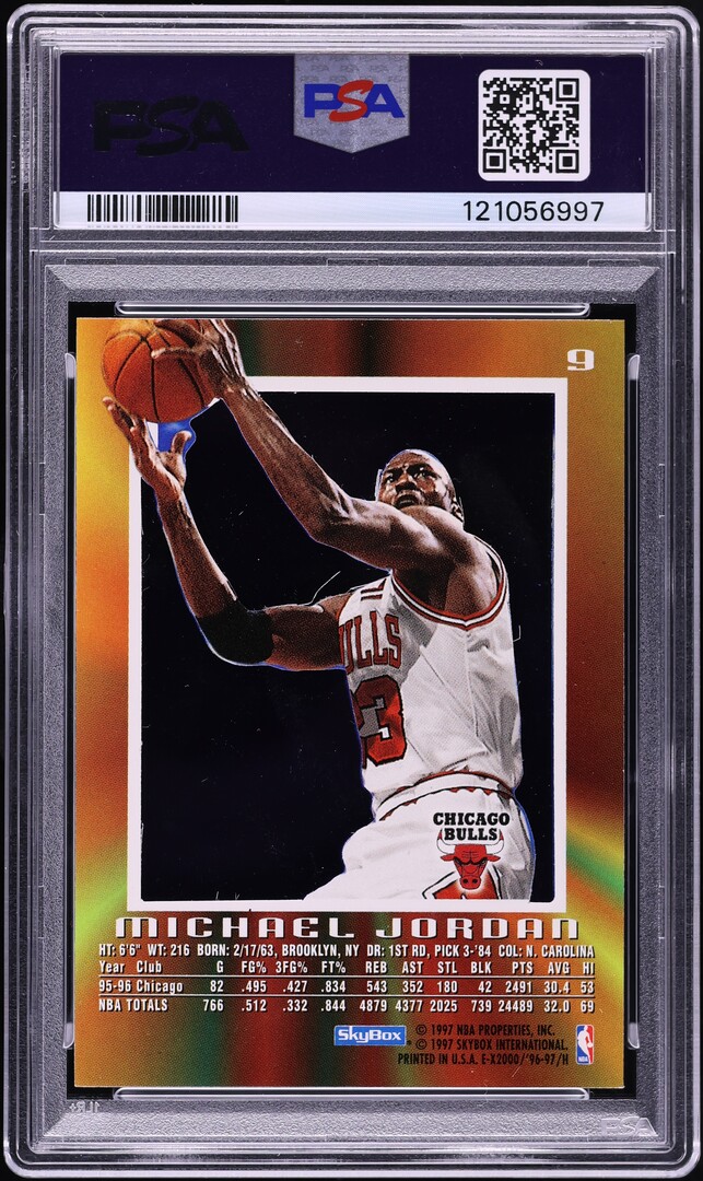 1996 Skybox E-X2000 Michael Jordan #9 PSA 8 NM-MT
