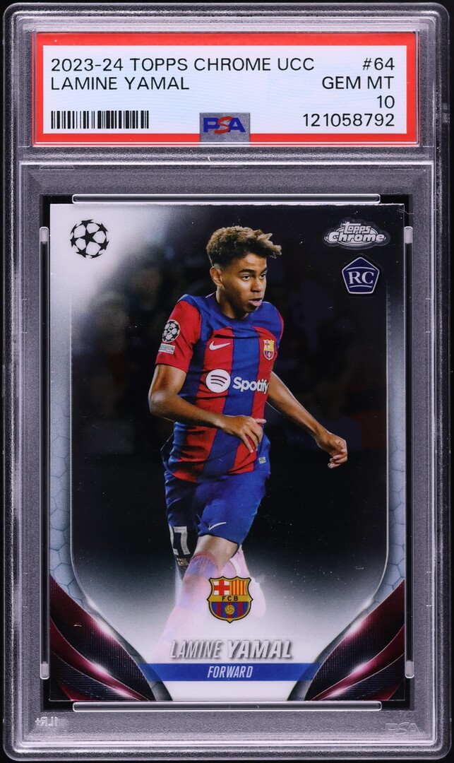 2023 Topps Chrome UEFA Club Competitions Lamine Yamal ROOKIE #64 PSA 10 GEM MINT