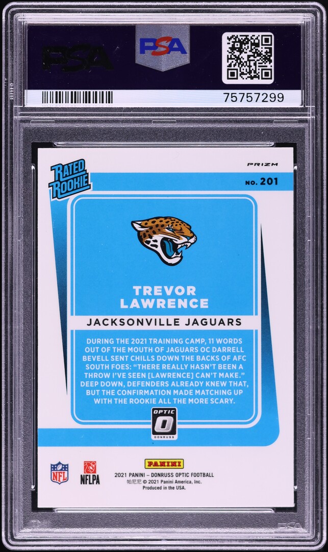 2021 Donruss Optic Holo Trevor Lawrence ROOKIE #201 PSA 9 MINT
