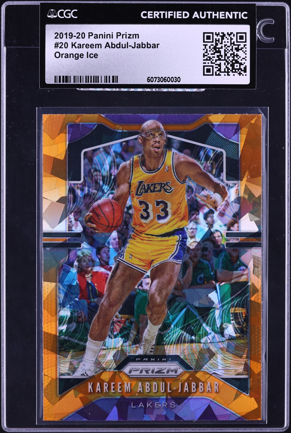 2019 Panini Prizm Orange Ice Kareem Abdul-Jabbar #20 CGC AUTH on