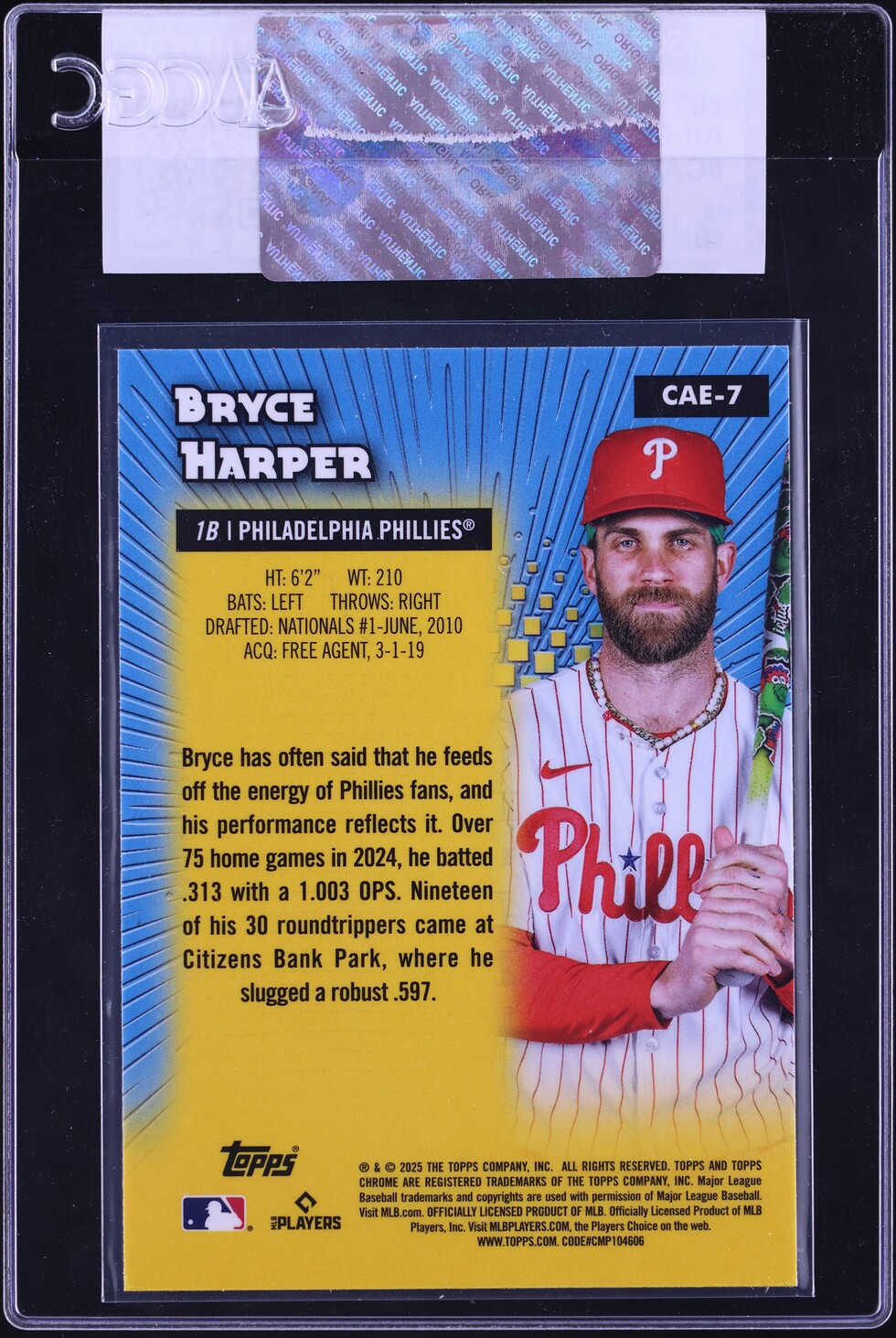 2025 Topps Chrome All-Etch Bryce Harper #CAE-7 CGC AUTH