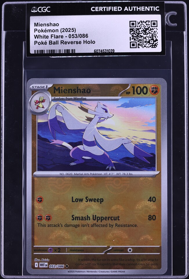 2025 Pokemon SV White Flare Poke Ball Reverse Holo Mienshao #53 CGC AUTH