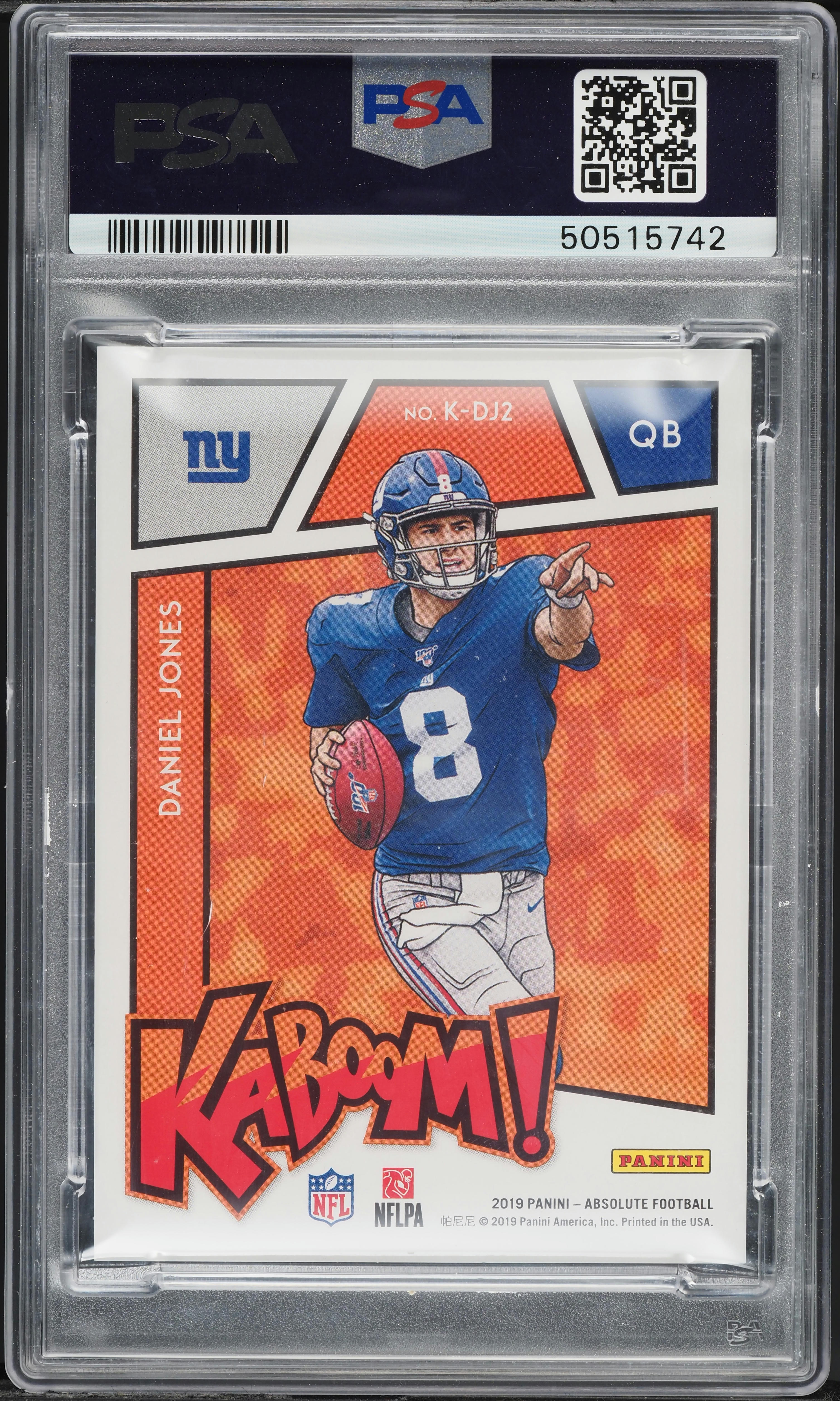 2019 Absolute Kaboom! Daniel Jones ROOKIE #K-DJ2 PSA 10 GEM MINT 2019 Absolute Kaboom! Daniel Jones ROOKIE #K-DJ2 PSA 10 GEM MINT