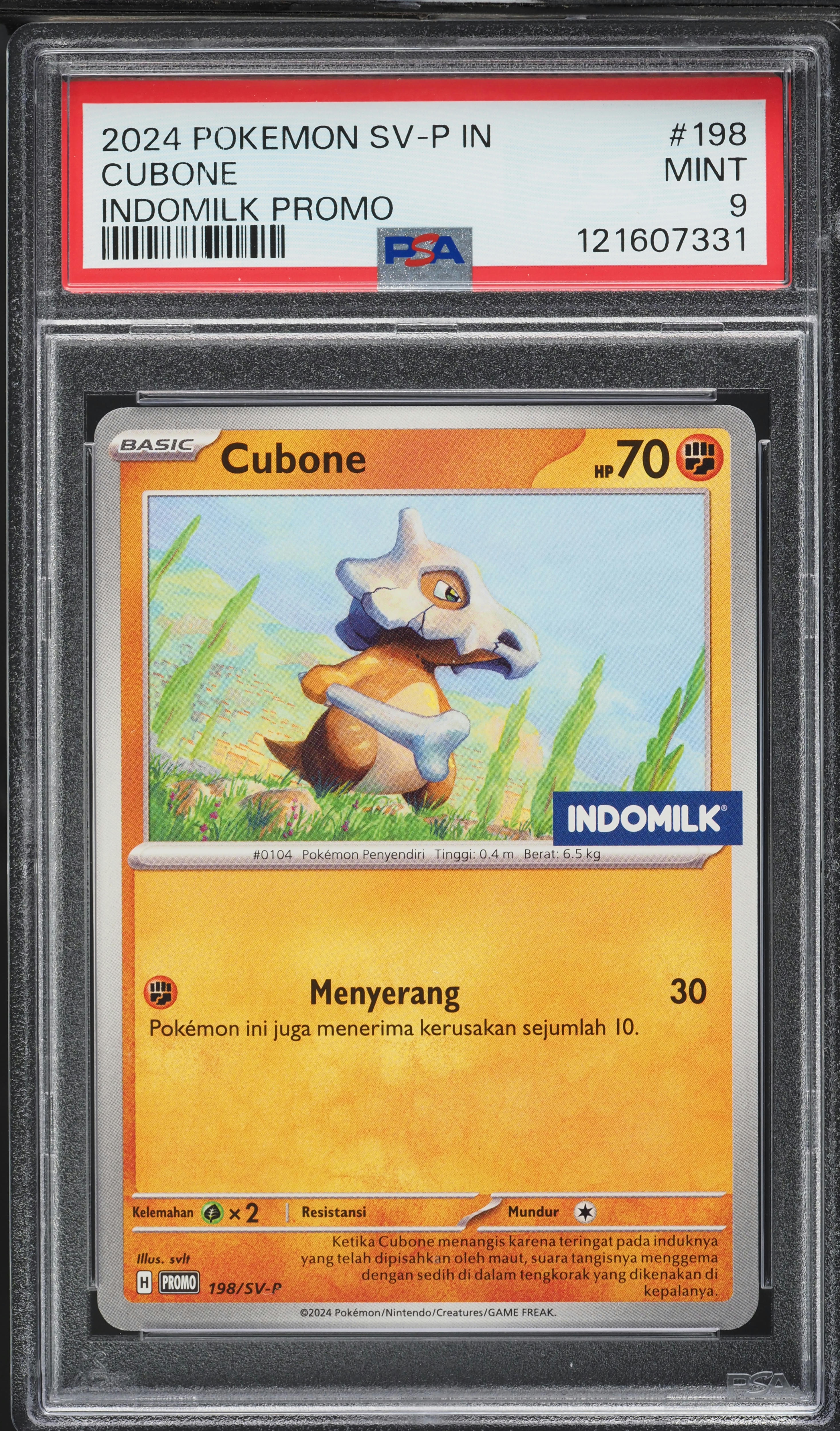 2024 Pokemon Indonesian Scarlet & Violet Promo Indomilk Cubone #198 PSA 9  MINT on Fanatics Collect