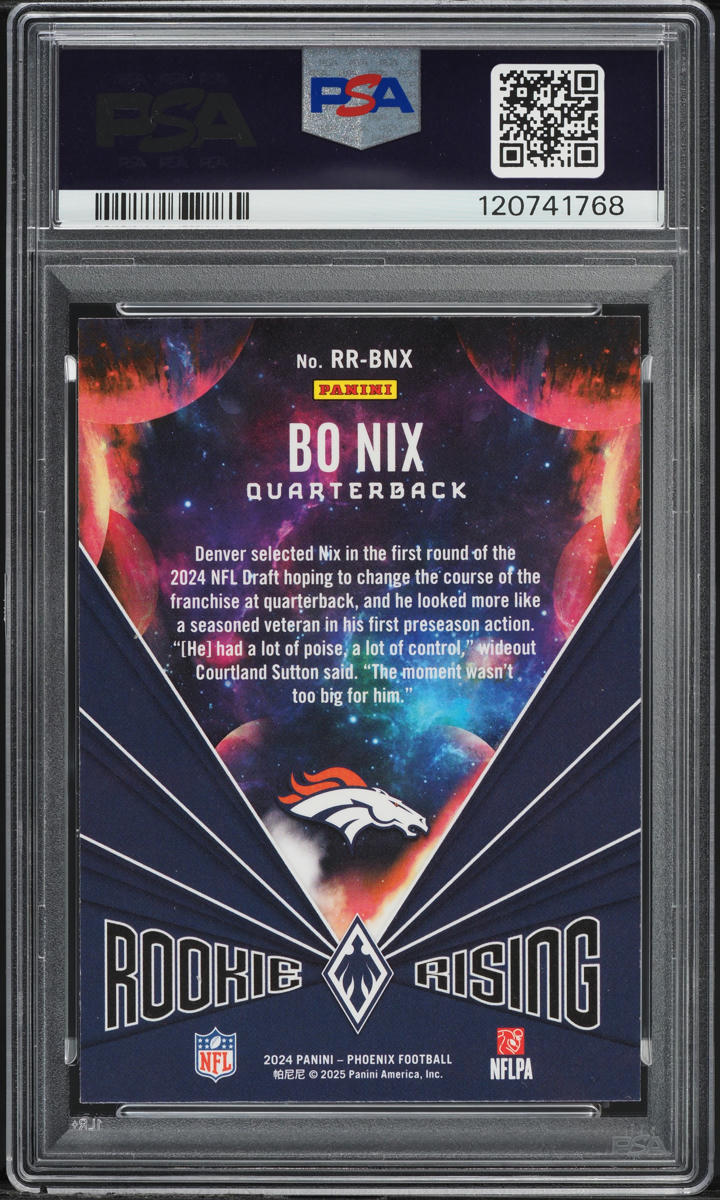 2024 Panini Phoenix Rising Bo Nix ROOKIE #RRBNX PSA 9 MINT