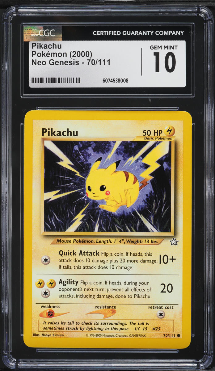 2000 Pokemon Neo Genesis Pikachu #70 CGC 10 GEM MINT