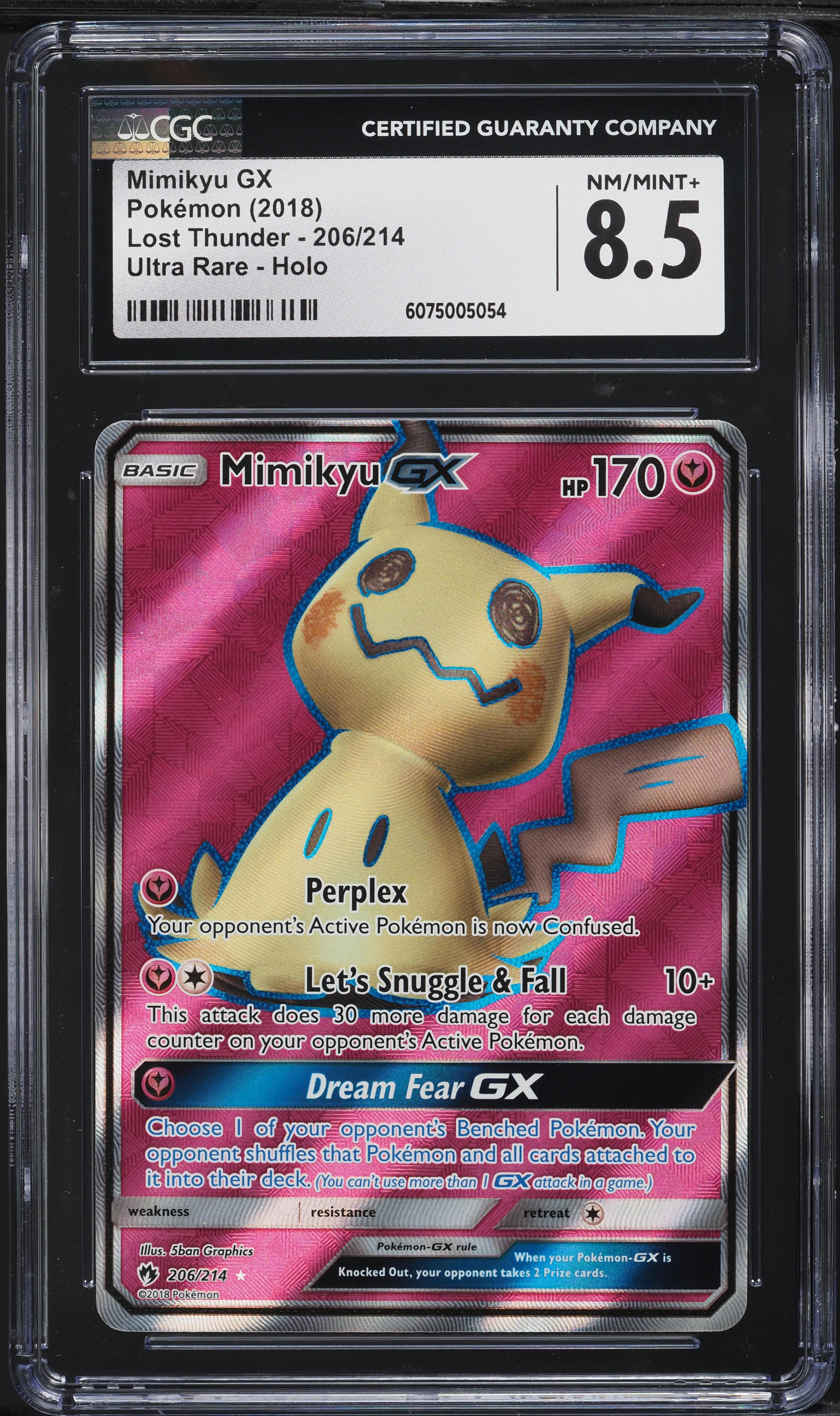 2018 Pokemon Sun & Moon Lost Thunder Full Art Mimikyu GX #206 CGC