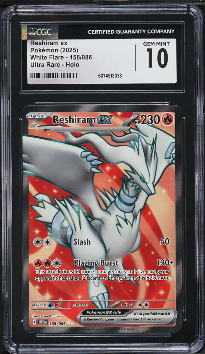 2025 Pokemon SV White Flare Full Art Reshiram ex #158 CGC 10 GEM MINT