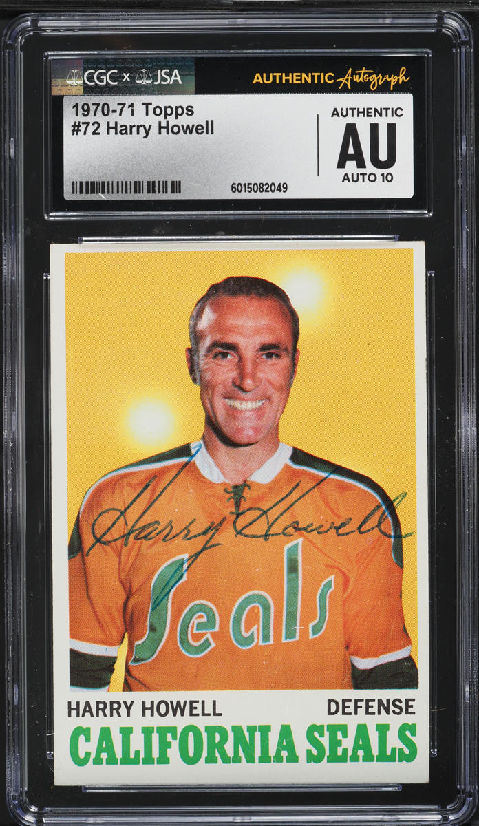1970 Topps Hockey Harry Howell AUTO #72 JSA CGC AUTH
