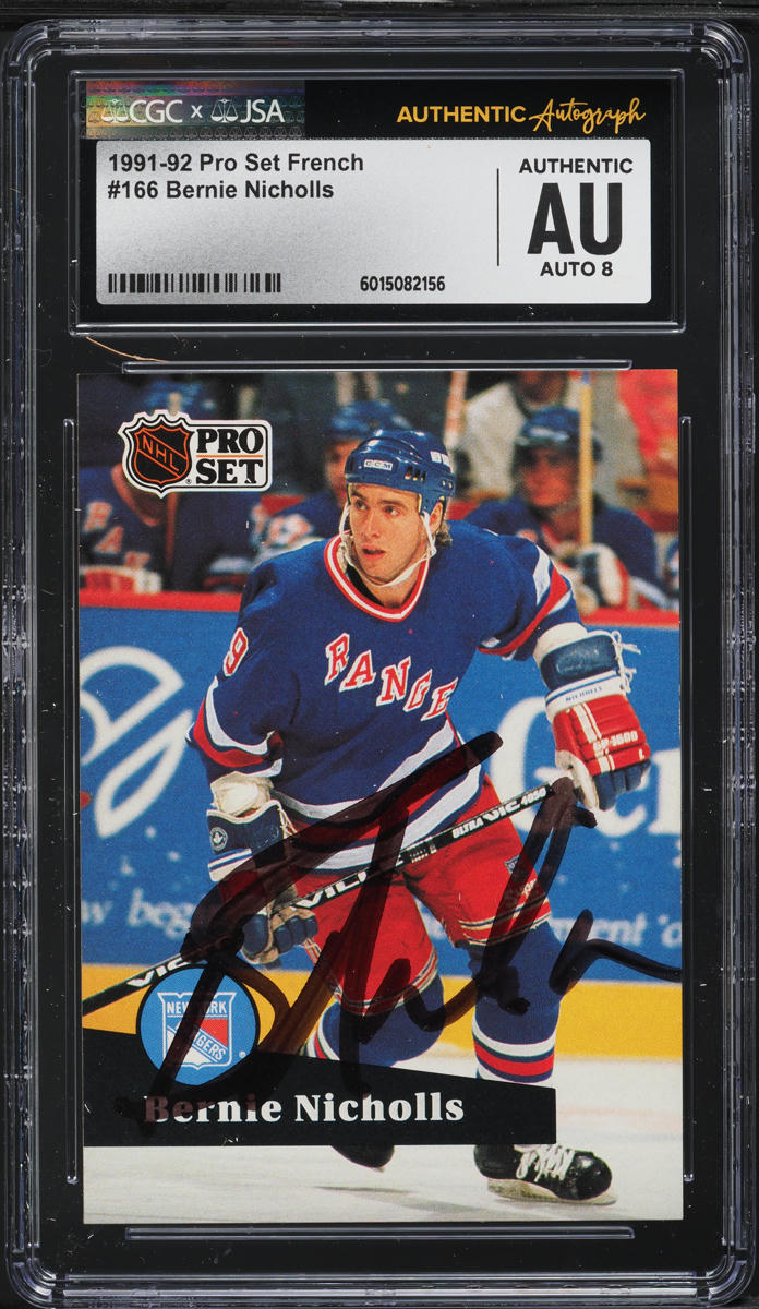 1991 Pro Set French Bernie Nicholls AUTO #166 JSA CGC AUTH