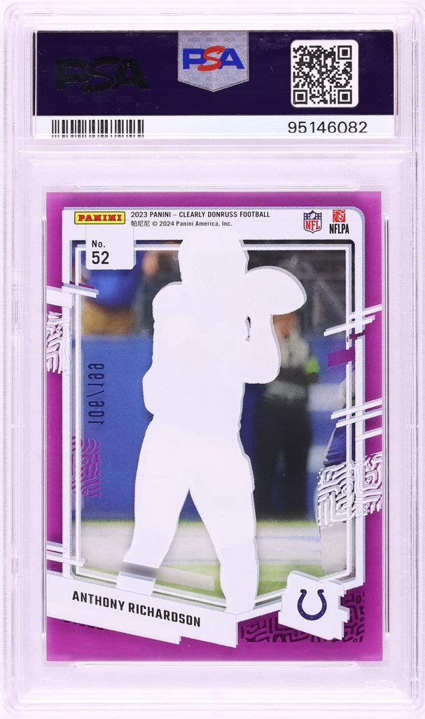 2023 Panini Clearly Donruss Purple Anthony Richardson ROOKIE /199 #52 PSA 10 GEM MINT