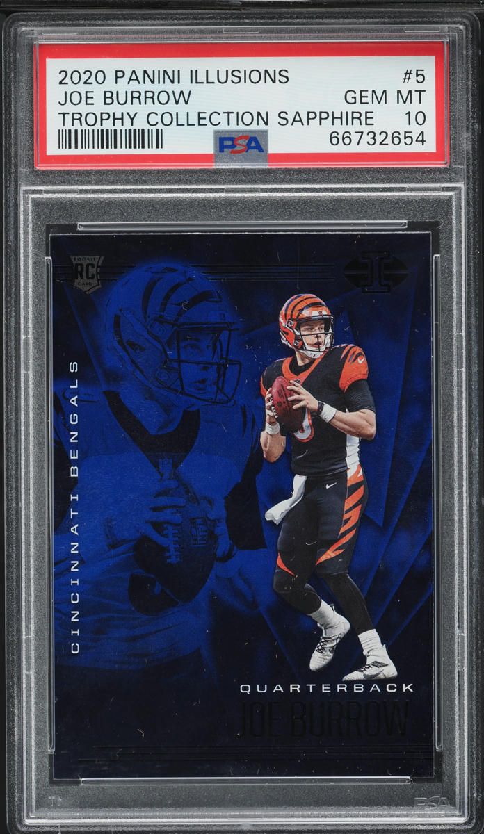 2020 Panini Illusions Trophy Collection Sapphire Joe Burrow ROOKIE #5 PSA 10 GEM