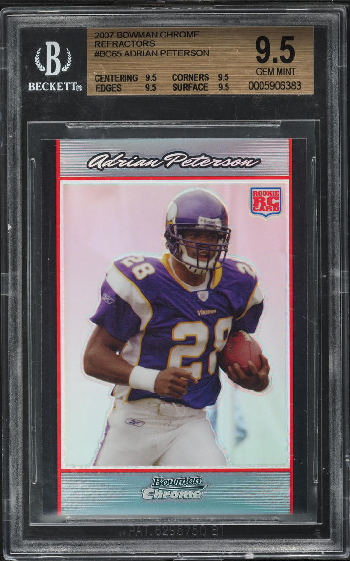 2007 Bowman Chrome Refractor Adrian Peterson ROOKIE #65 BGS 9.5 GEM MINT