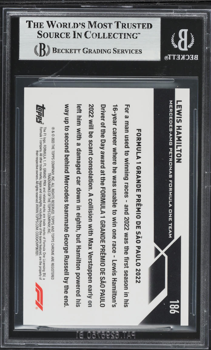 2023 Topps Chrome Formula 1 F1 Red Refractor Lewis Hamilton 5/5 #186 BGS 9 MINT
