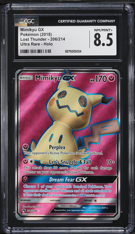 2018 Pokemon Sun & Moon Lost Thunder Full Art Mimikyu GX #206 CGC