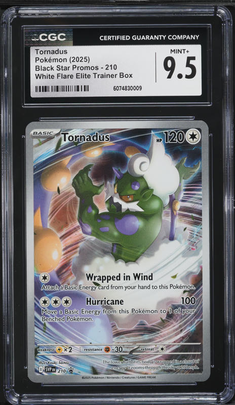 2025 Pokemon SV Black Star Promo White Flare ETB Tornadus #210 CGC 9.5 MINT+
