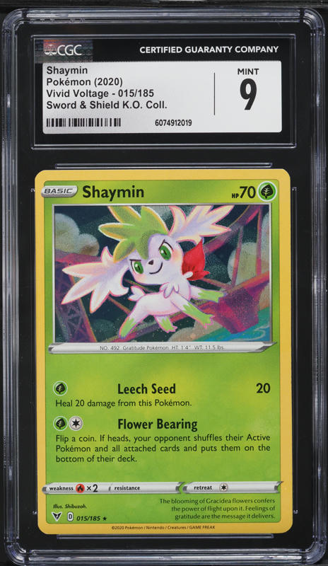2020 Pokemon SWSH Vivid Voltage K.O. Collection Shaymin #15 CGC 9 MINT