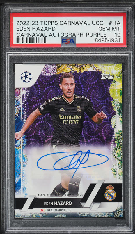 2022 Topps Carnaval UEFA Club Purple Eden Hazard AUTO /15 #HA PSA