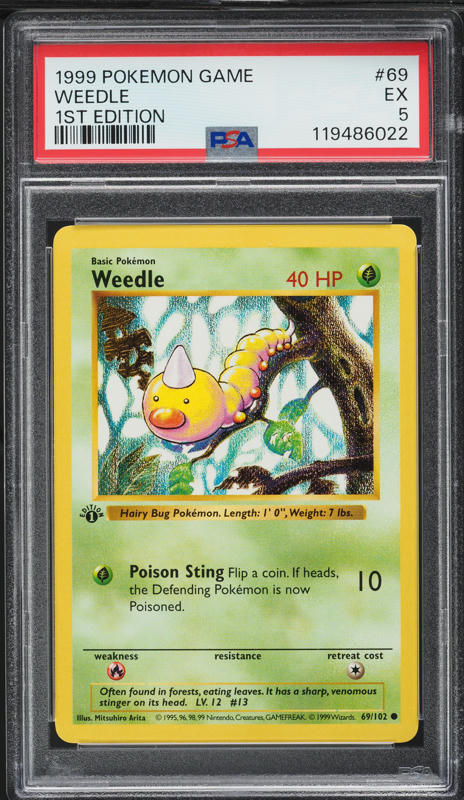 1995 weedle pokemon card value  Base Set First Edition #69(Shadowless) If heads Weedle [1999-2000] #69 Prices |