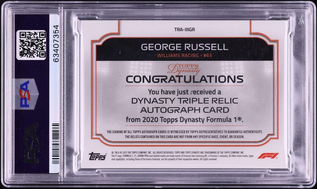 2020 Topps Dynasty Formula 1 F1 Red George Russell ROOKIE PATCH AUTO /5 ...