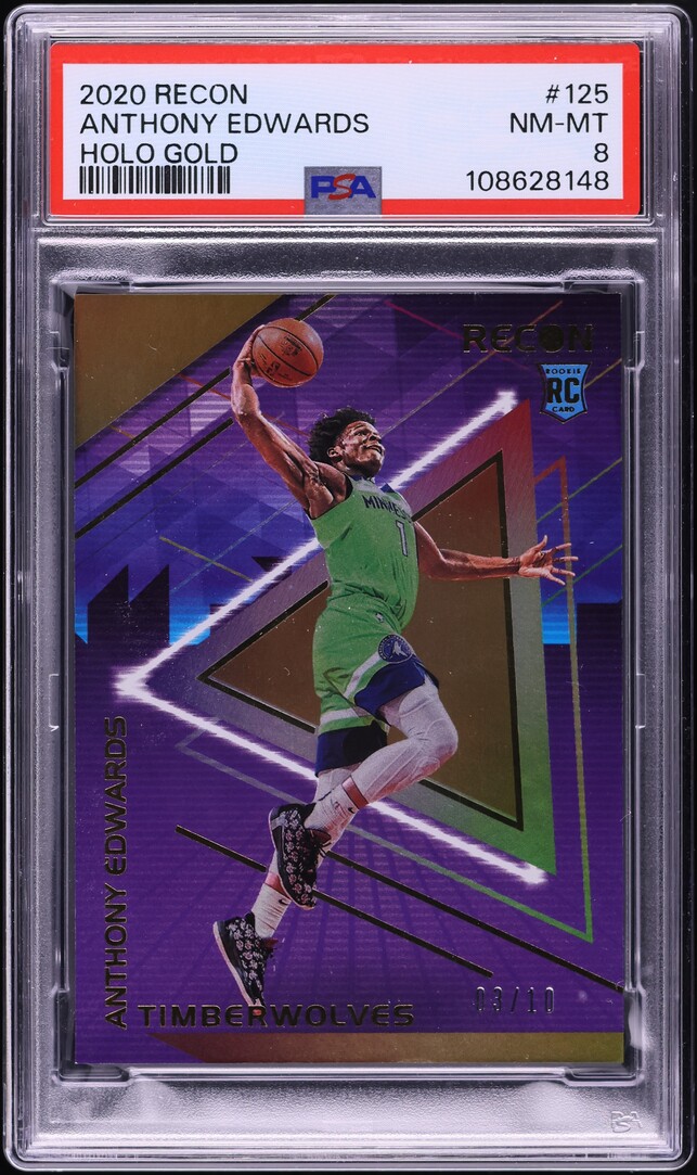 2020 Panini Recon Holo Gold Anthony Edwards ROOKIE /10 #125 PSA 8 NM-MT