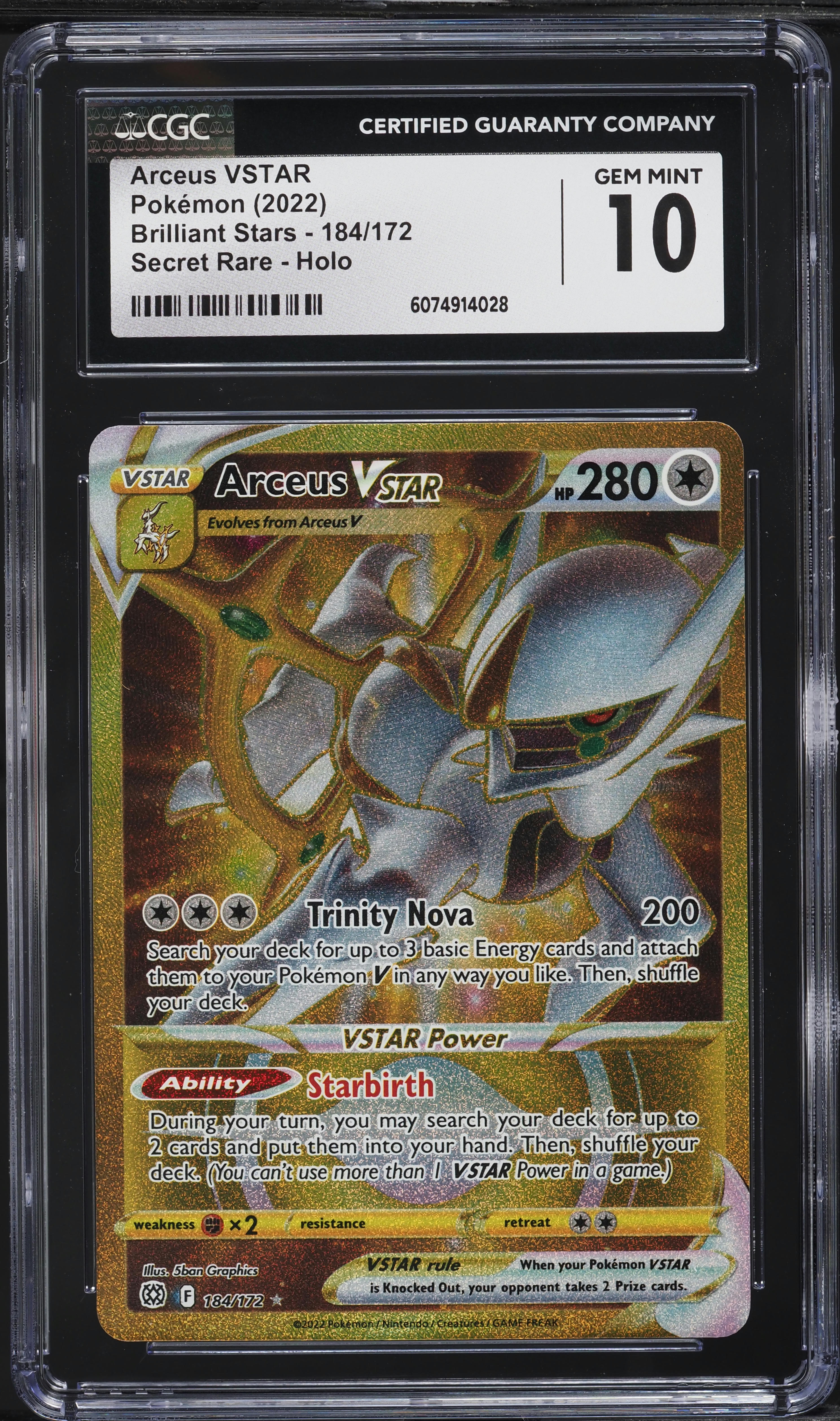 arceus vstar 123 172 brilliant stars ultra rare pokemon card 2022 #184 CGC Authenticated Pristine 10 shuffle your deck arceus pokemon card ex Amazon.com: