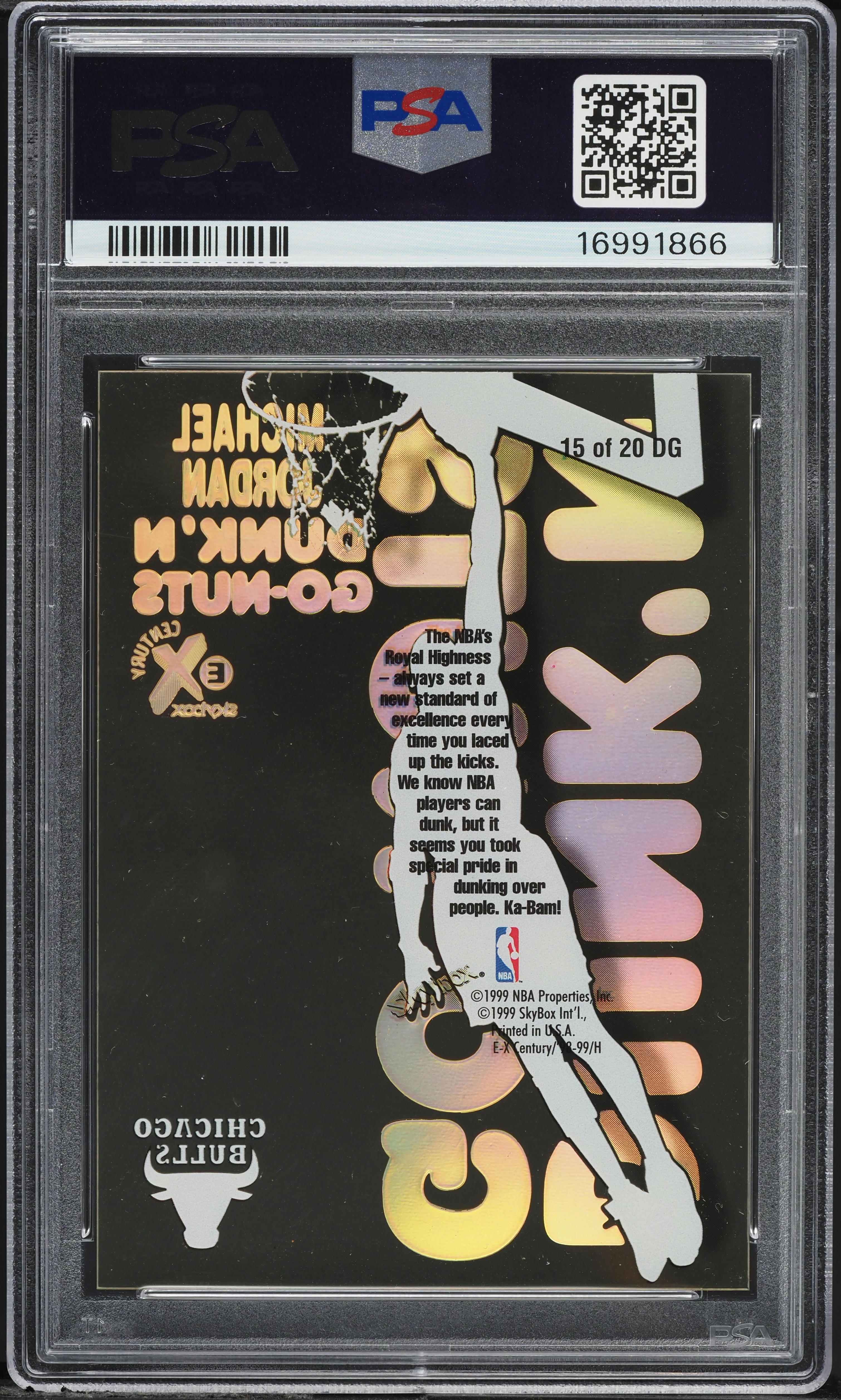 1998 Skybox E-X Century Dunk 'n Go-Nuts Michael Jordan #15DG PSA
