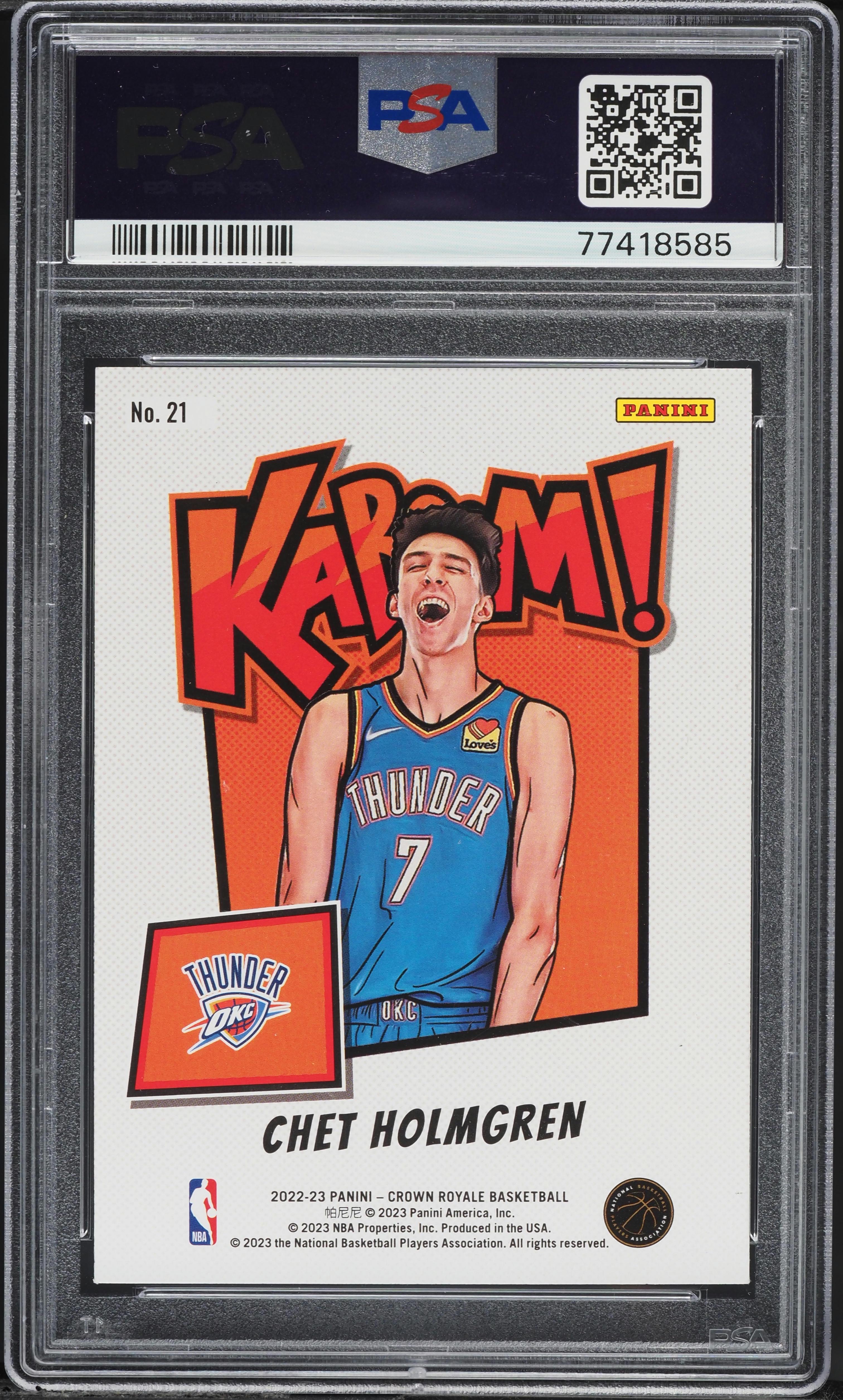 2022 Crown Royale Kaboom! Chet Holmgren ROOKIE #21 PSA 10 GEM MINT