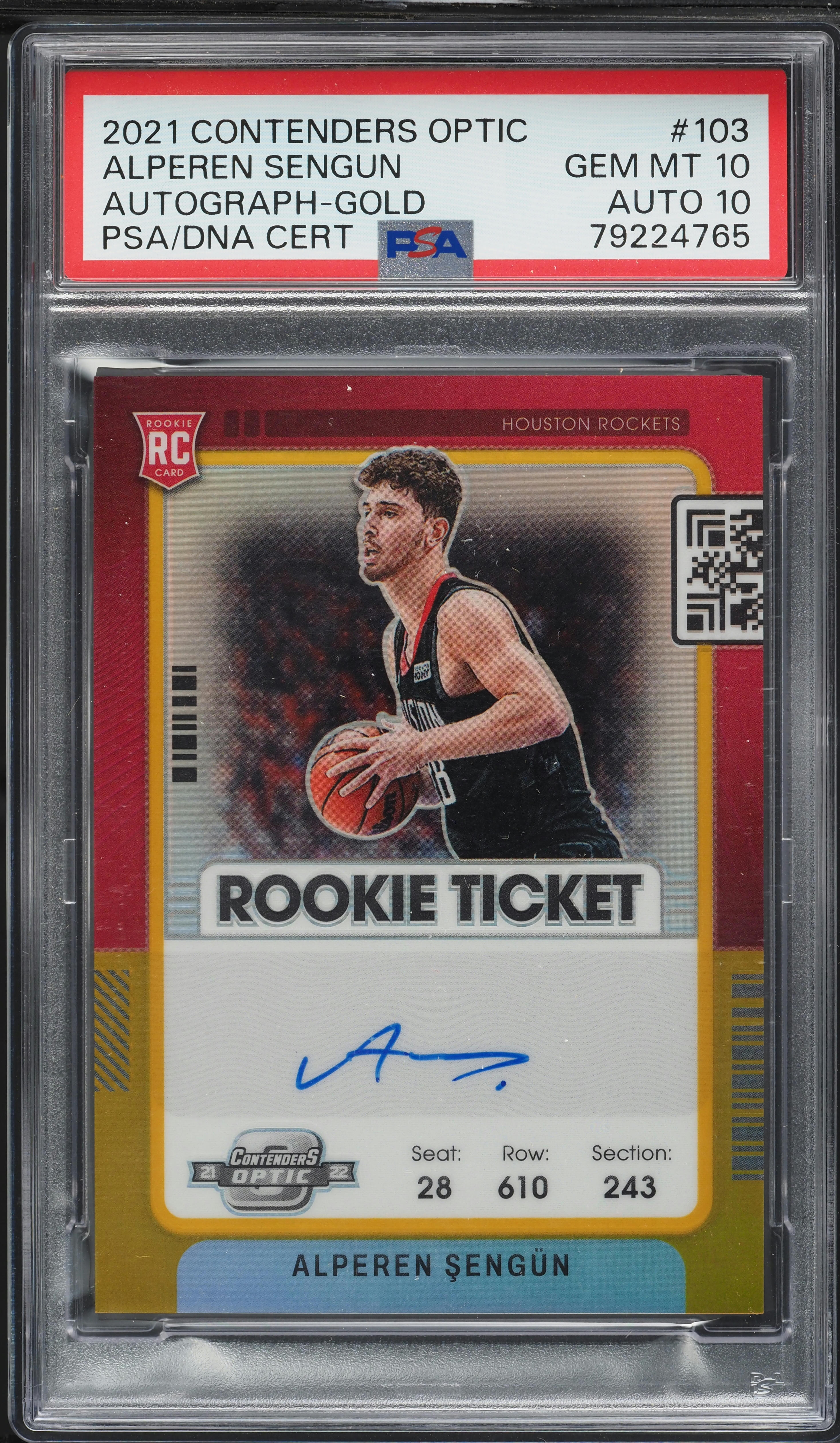 2021 Panini Contenders Optic Gold Alperen Sengun ROOKIE AUTO DNA 