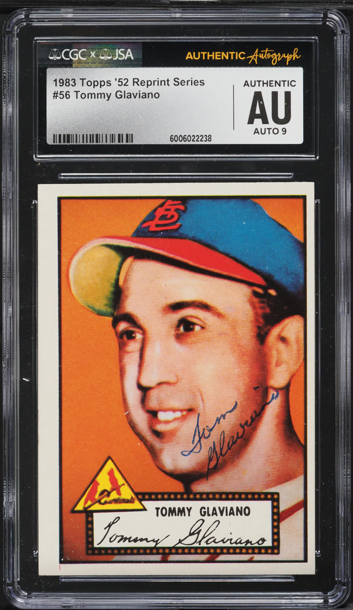 1983 Topps '52 Reprint Series Tommy Glaviano AUTO #56 JSA CGC AUTH