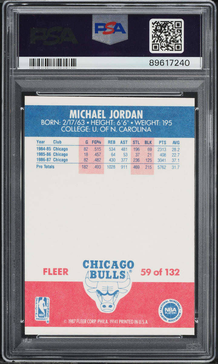 1987 Fleer Basketball Michael Jordan #59 PSA 10 GEM MINT