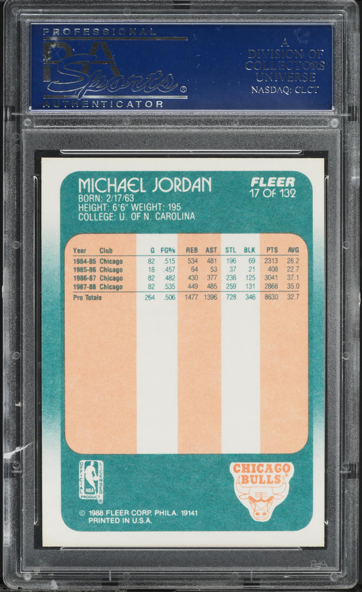 1988 Fleer Basketball Michael Jordan #17 PSA 10 GEM MINT