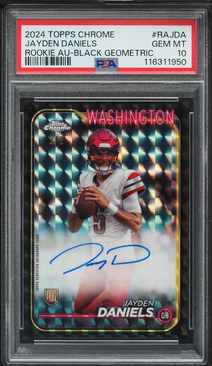 2024 Topps Chrome Black Geometric Jayden Daniels ROOKIE AUTO 2/2 PSA 10 GEM MINT