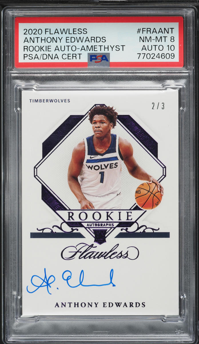 2020 Panini Flawless Amethyst Anthony Edwards ROOKIE AUTO DNA 10 /3 PSA 8 NM-MT