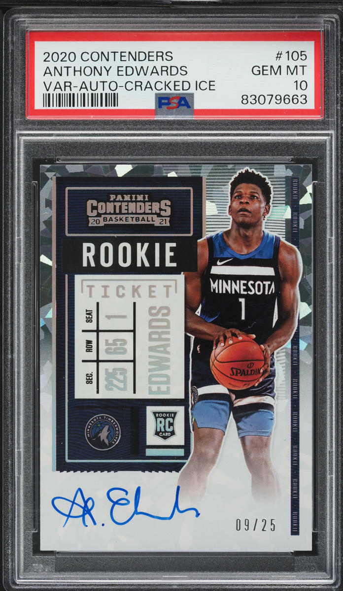 2020 Panini Contenders Cracked Ice Anthony Edwards ROOKIE AUTO /25 PSA 10 GEM