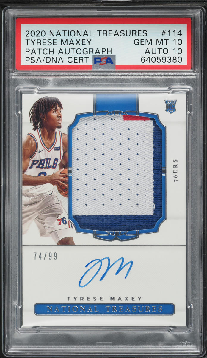2020 National Treasures Tyrese Maxey ROOKIE PATCH AUTO DNA 10 /99 PSA 10 GEM