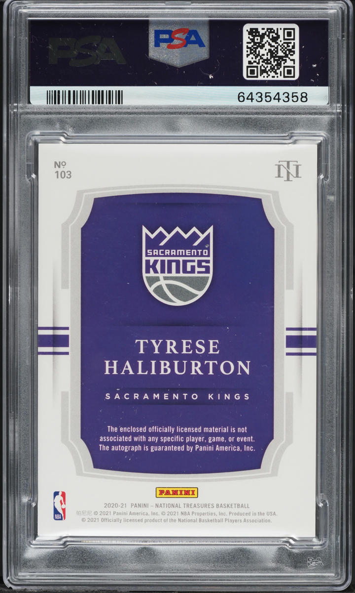 2020 National Treasures Tyrese Haliburton ROOKIE PATCH AUTO /99 #103 PSA 10 GEM