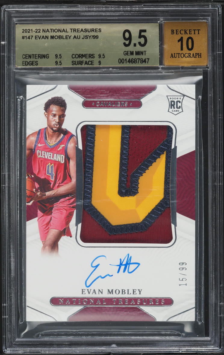 2021 National Treasures Evan Mobley ROOKIE PATCH AUTO /99 #147 BGS 9.5 GEM MINT