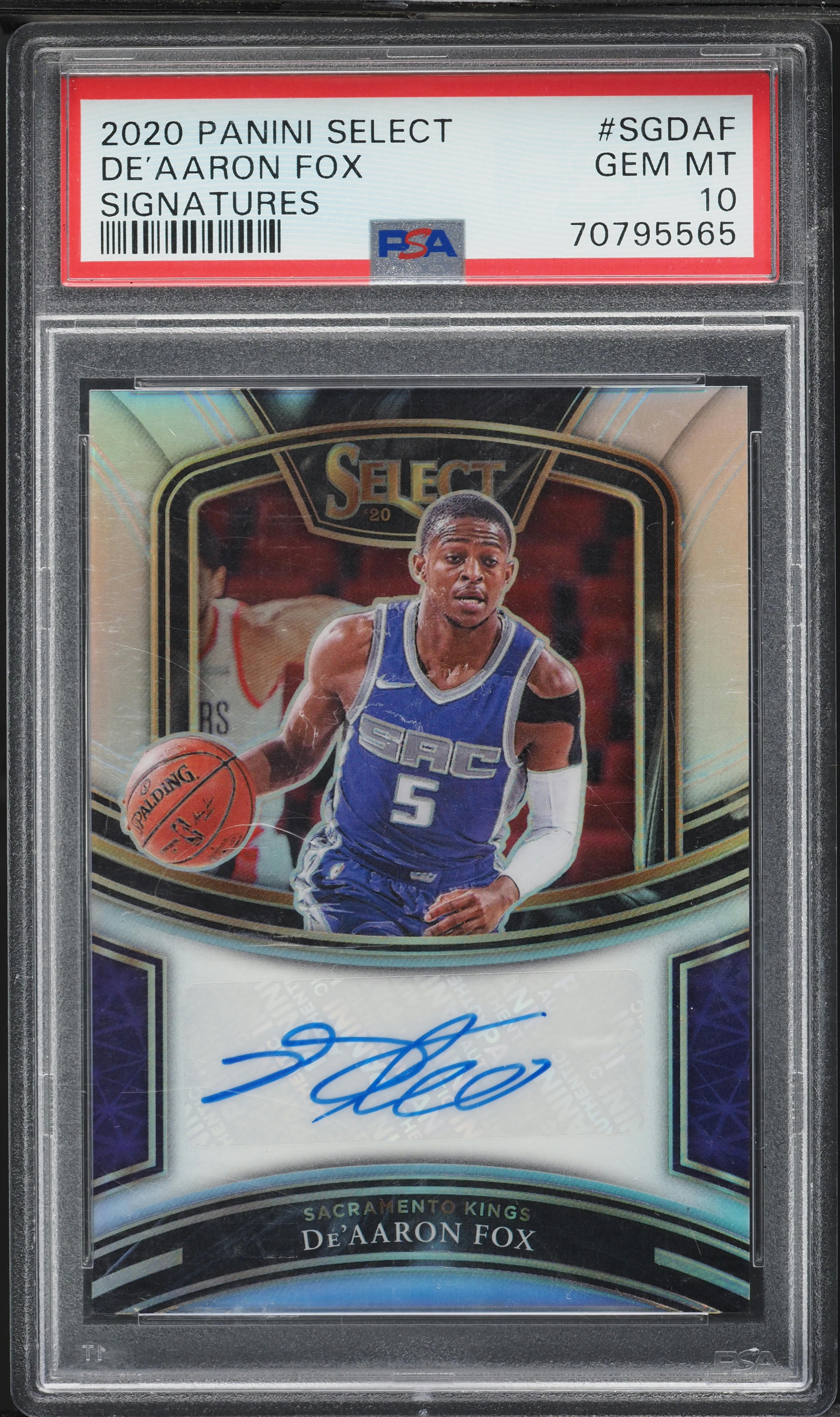 2020 Select Signatures De'Aaron Fox AUTO /99 #SGDAF PSA 10 GEM