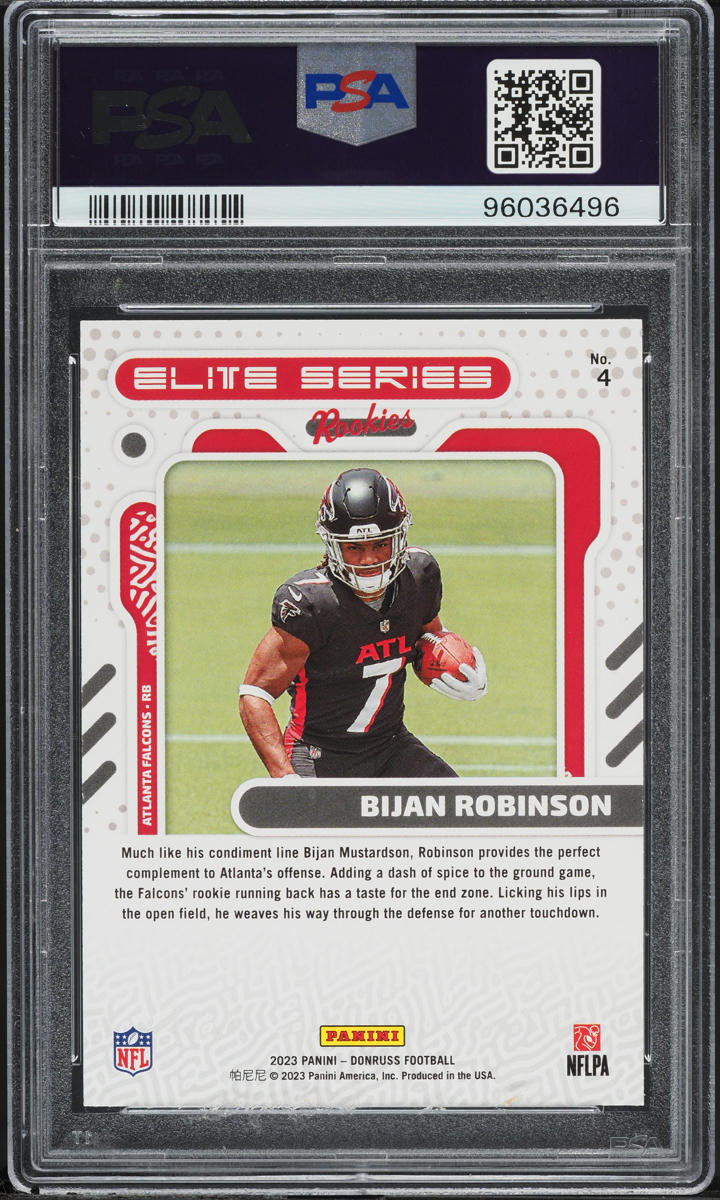 2023 Donruss Elite Series Bijan Robinson ROOKIE #4 PSA 9 MINT