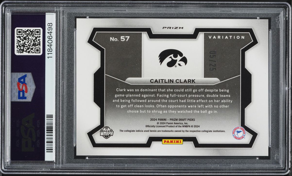 2024 Panini Prizm Draft Picks Variation Mojo Caitlin Clark ROOKIE /25 #57 PSA 10