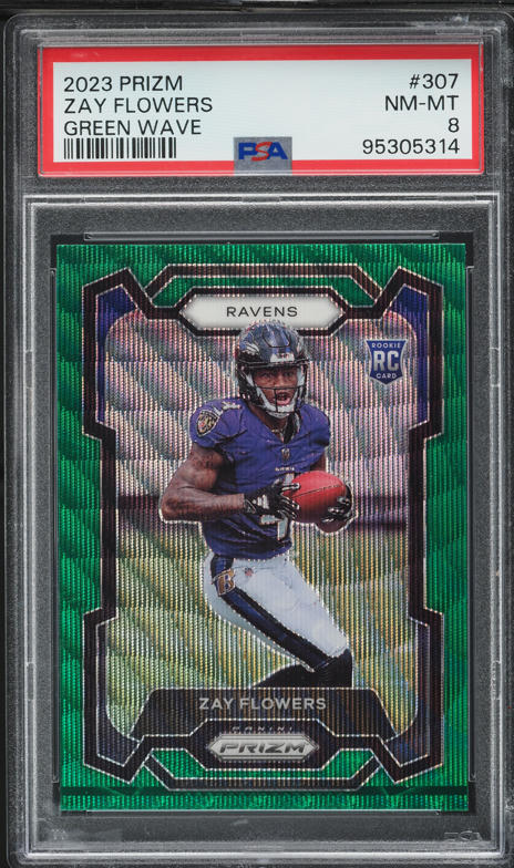 2023 Panini Prizm Red Sparkle Zay Flowers ROOKIE #307 PSA 8 NM-MT
