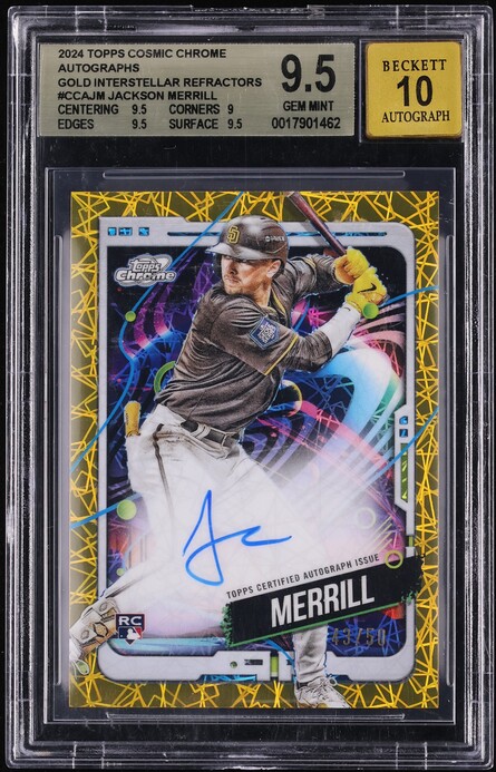 2024 Topps Chrome Cosmic Gold Interstellar Jackson Merrill RC AUTO /50 BGS 9.5