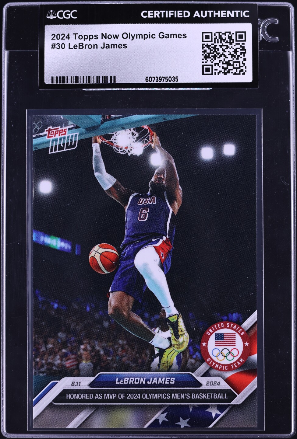 2024 Topps Now Olympic Games LeBron James #30 CGC AUTH
