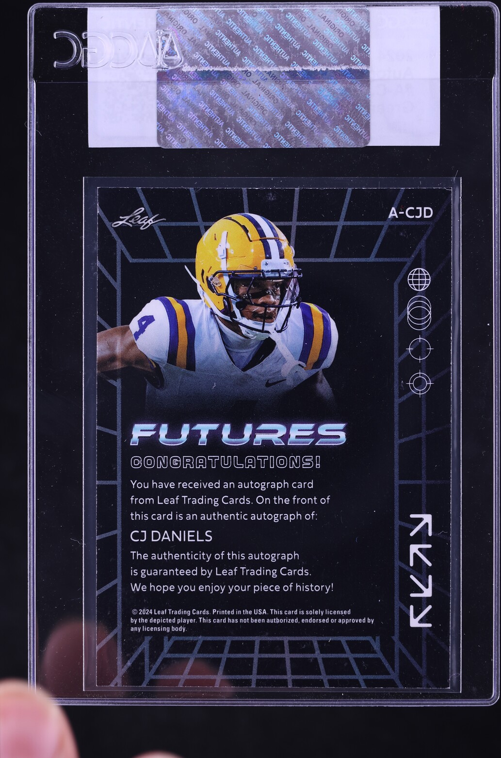 2024 Leaf Futures Green CJ Daniels ROOKIE AUTO /25 #A-CJD CGC AUTH