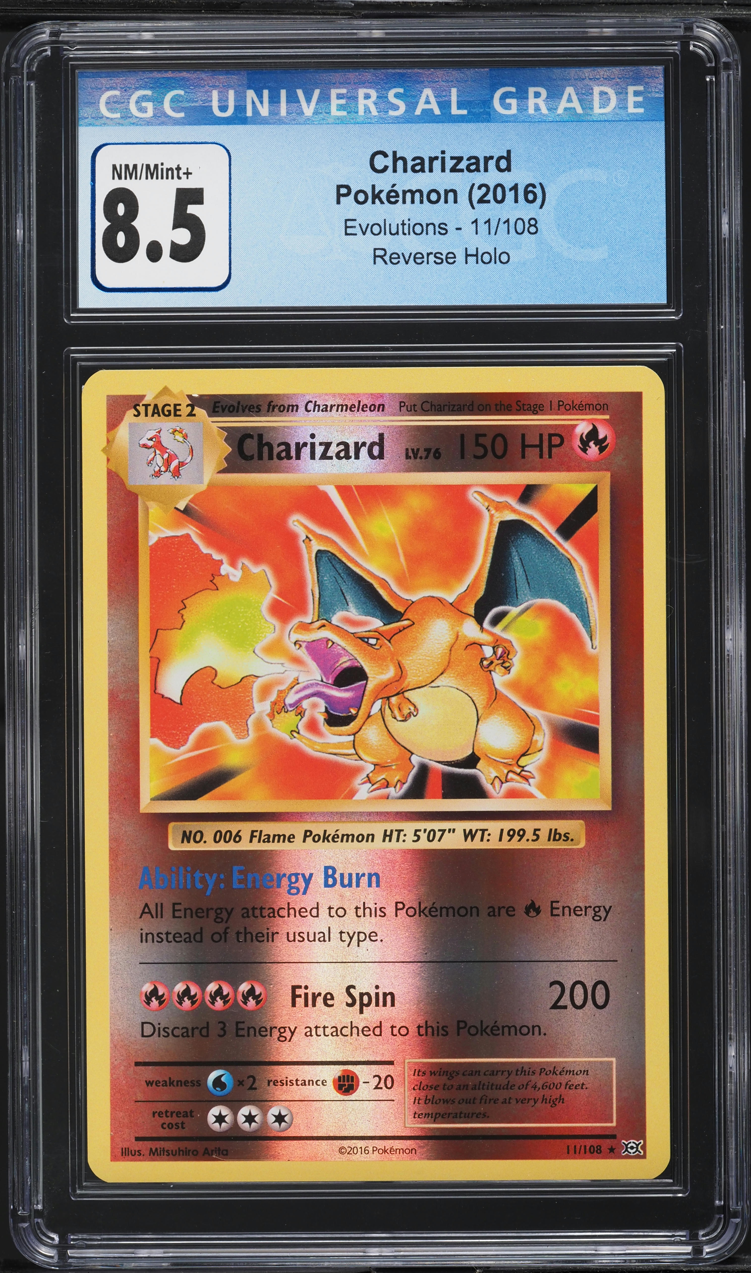 pokemon evolutions charizard card Reverse Holo 11/108 PSA 9  TBC Games this graded and authenticated card is the perfect way to showcase your collection. Charizard 2016 Pokemon XY Evolutions