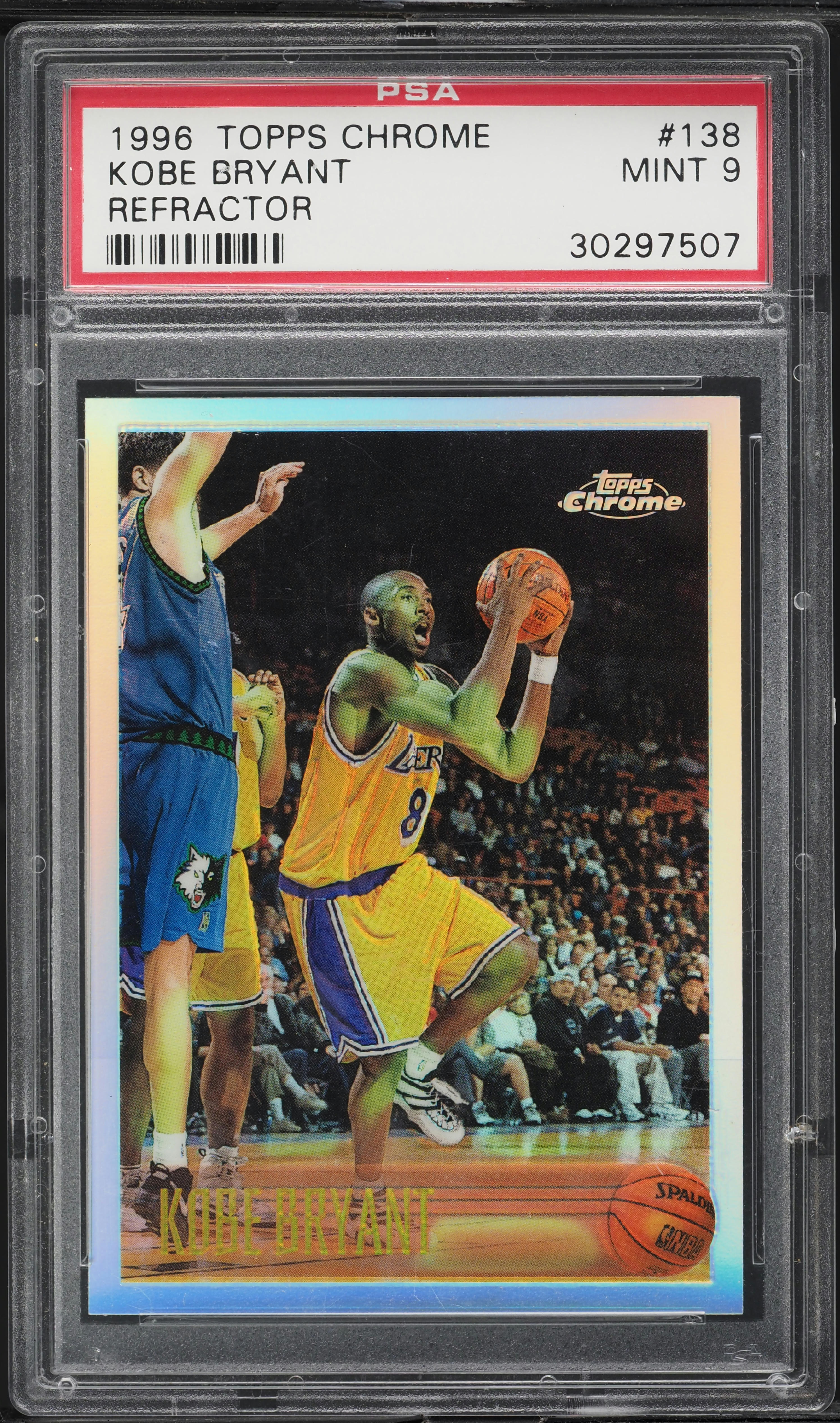 1996 Topps Chrome Refractor Kobe Bryant ROOKIE #138 PSA 9 MINT on